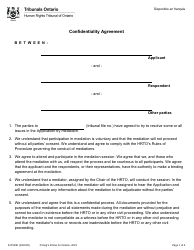 Form 29 Confidentiality Agreement - Ontario, Canada, Page 2