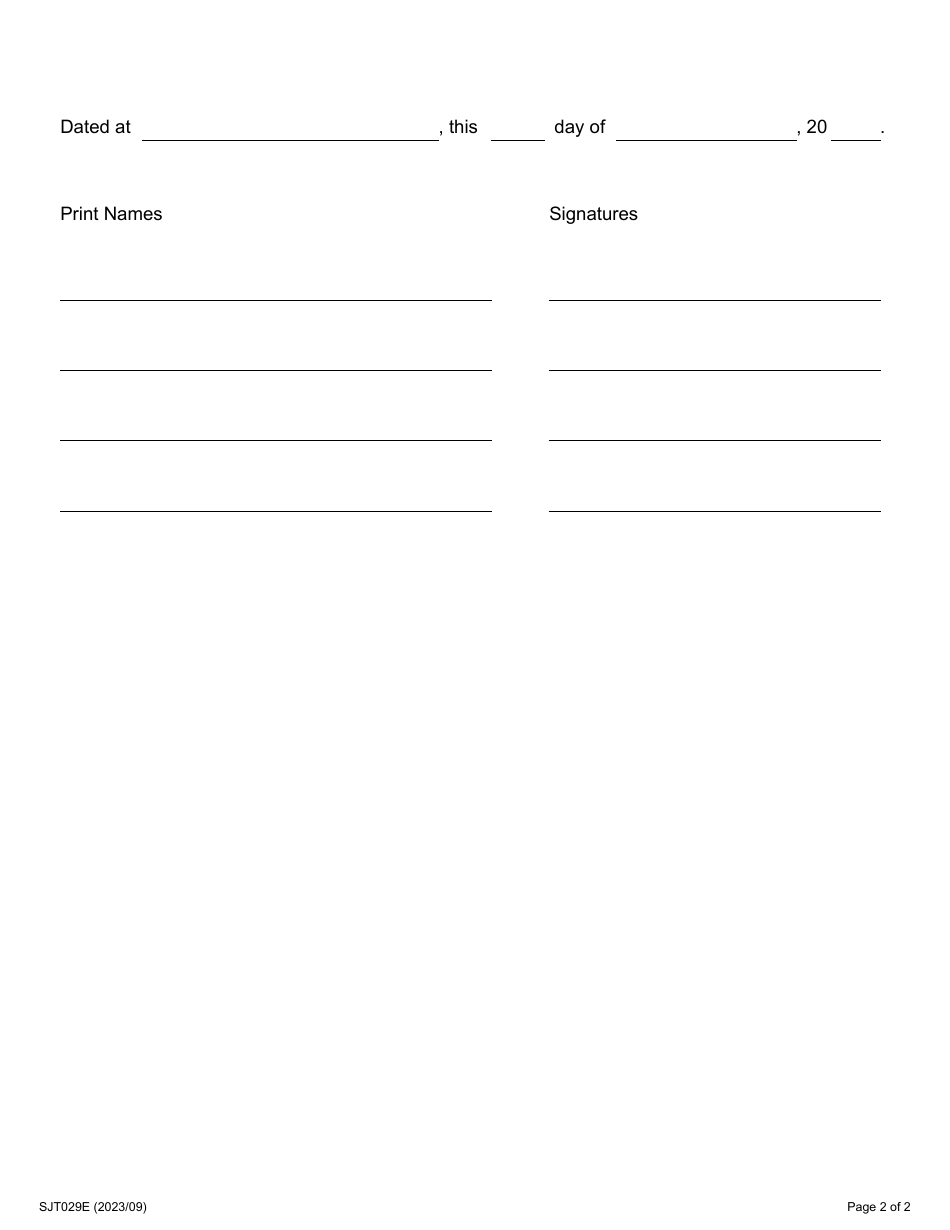 Form 29 Confidentiality Agreement - Ontario, Canada, Page 3