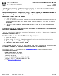 Form 14 Request to Expedite Proceedings - Ontario, Canada
