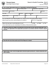 Form 14 Request to Expedite Proceedings - Ontario, Canada, Page 2