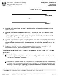 Forme 25 Confirmation De Reglement - Ontario, Canada (French)
