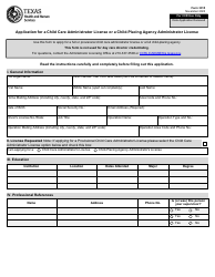 Form 3015 Application for a Child Care Administrator License or a Child-Placing Agency Administrator License - Texas