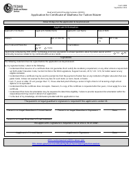 Form 3900 Application for Certificate of Deafness for Tuition Waiver - Texas