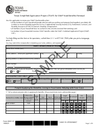 Form H0011-R Texas Simplified Application Project (Tsap) for Snap Food Benefits Renewal - Sample - Texas