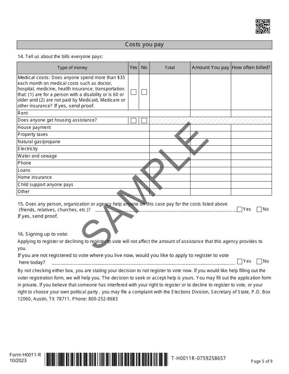 Form H0011R Download Printable PDF or Fill Online Texas Simplified