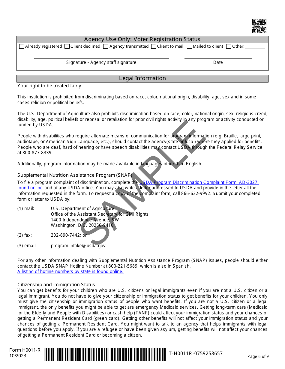 Form H0011-R Texas Simplified Application Project (Tsap) for Snap Food Benefits Renewal - Sample - Texas, Page 6