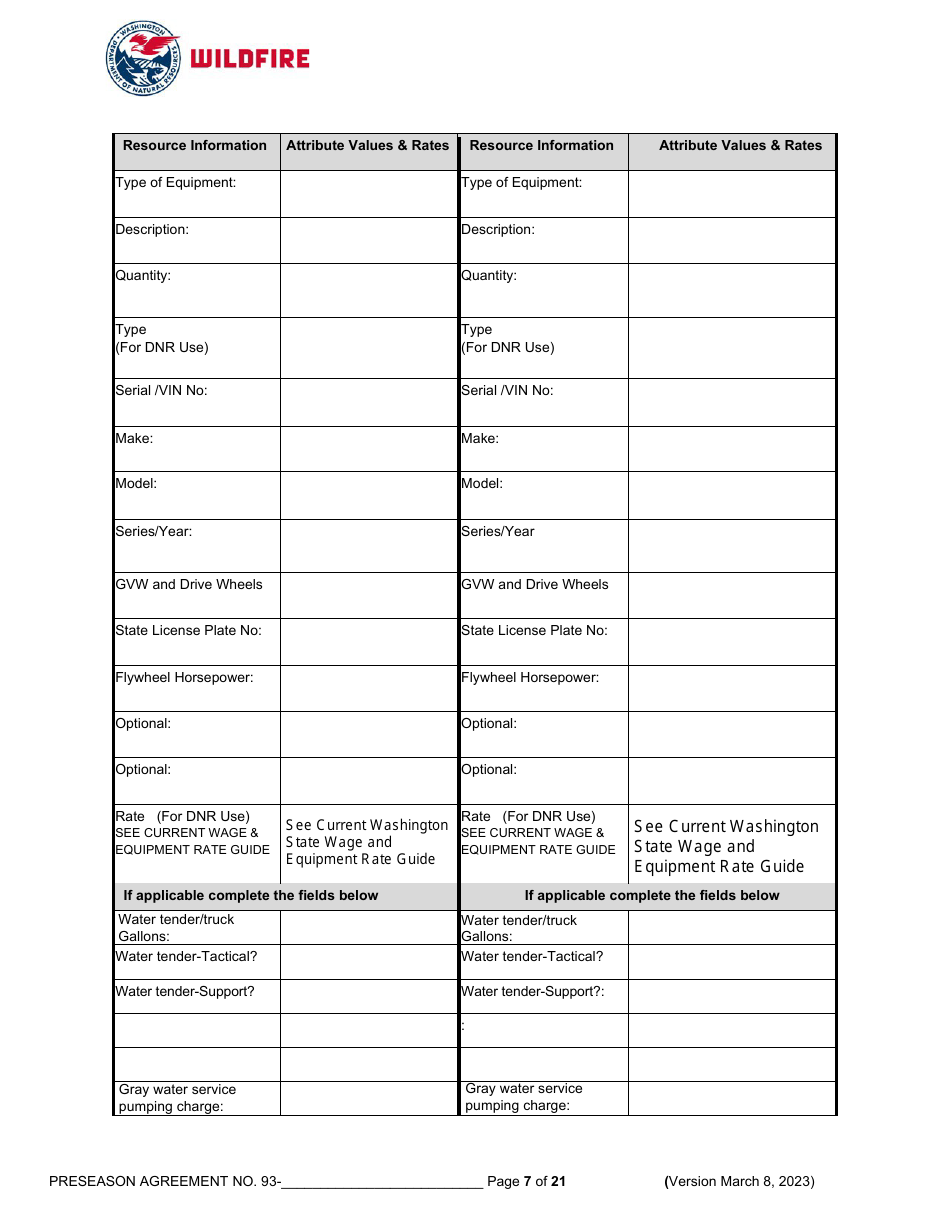 Pre-season Application and Agreement - Operations - Washington, Page 7
