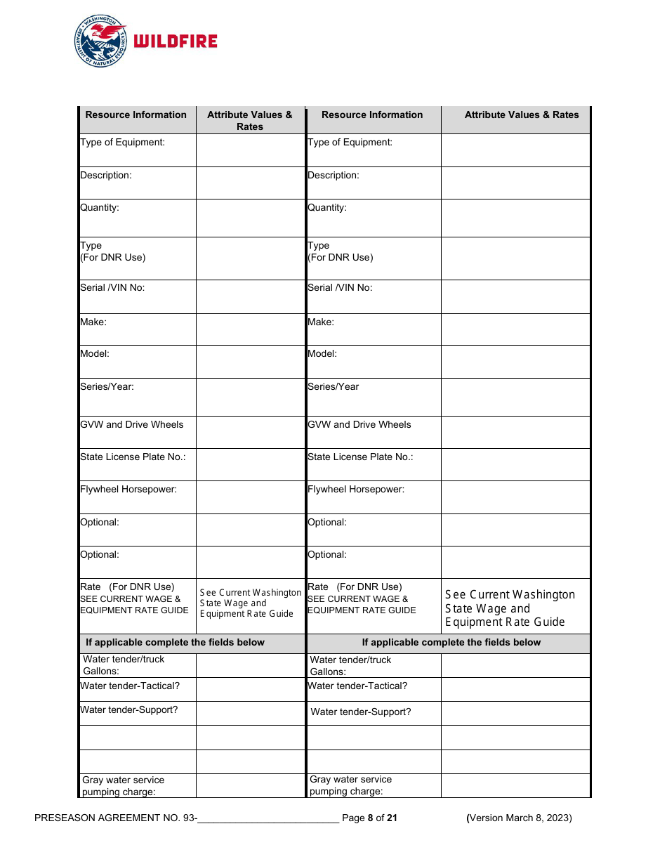 Pre-season Application and Agreement - Operations - Washington, Page 8