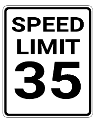 Document preview: 35 Mph Speed Limit Sign Template