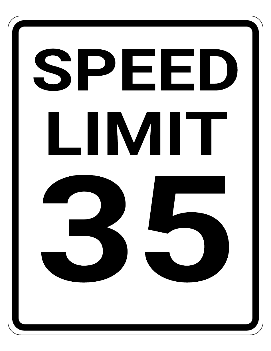 35 Mph Speed Limit Sign Template, Page 1