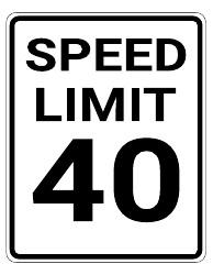 Document preview: 40 Mph Speed Limit Sign Template