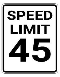 Document preview: 45 Mph Speed Limit Sign Template