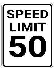 Document preview: 50 Mph Speed Limit Sign Template