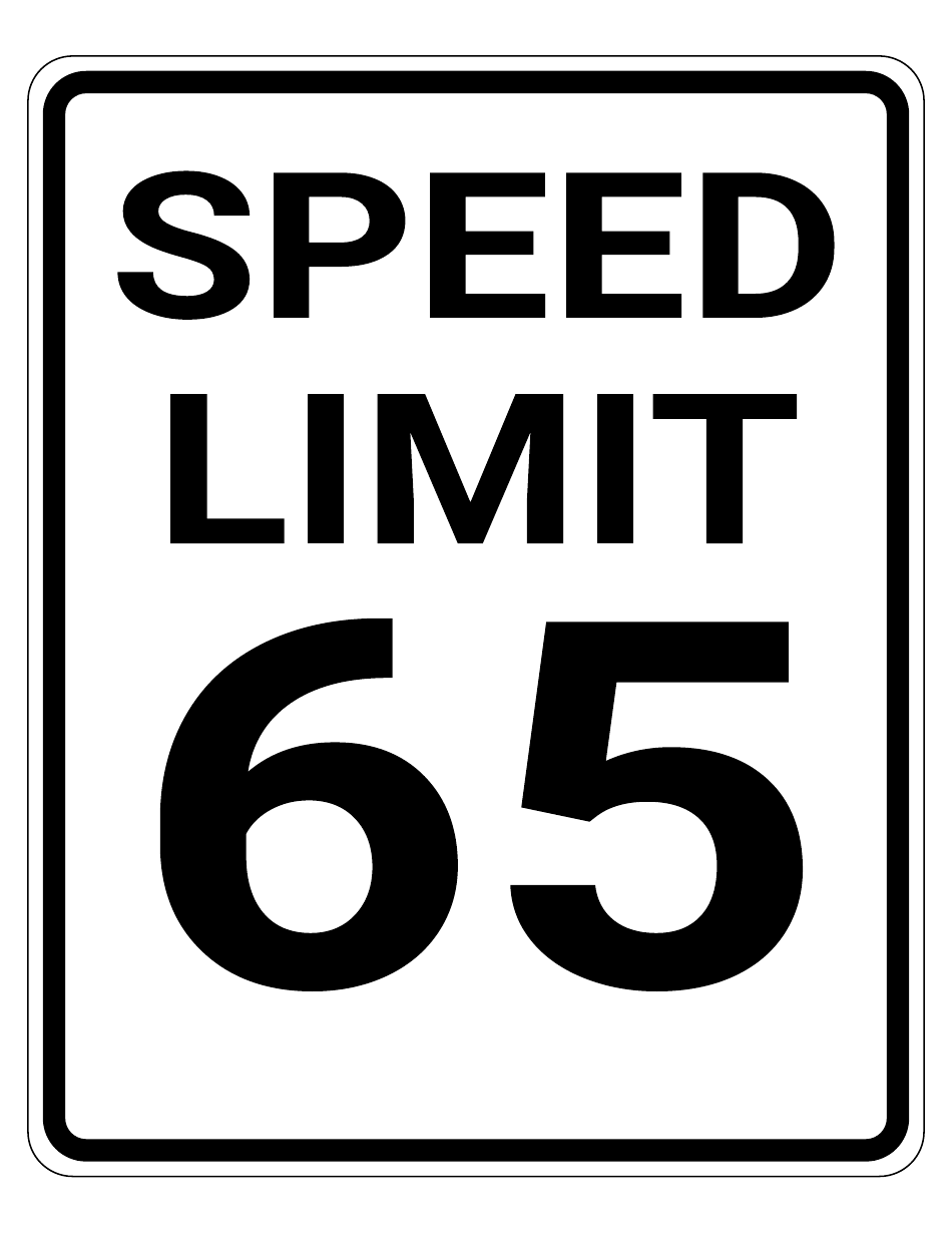 65 Mph Speed Limit Sign Template, Page 1