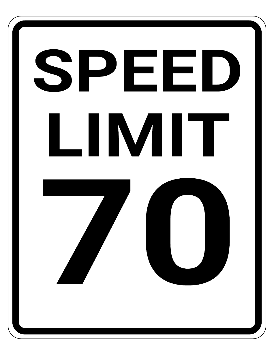 70 Mph Speed Limit Sign Template, Page 1
