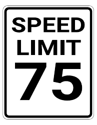 Document preview: 75 Mph Speed Limit Sign Template