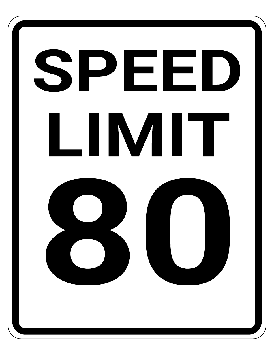 80 Mph Speed Limit Sign Template, Page 1