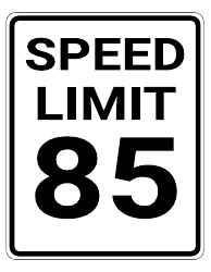 Document preview: 85 Mph Speed Limit Sign Template