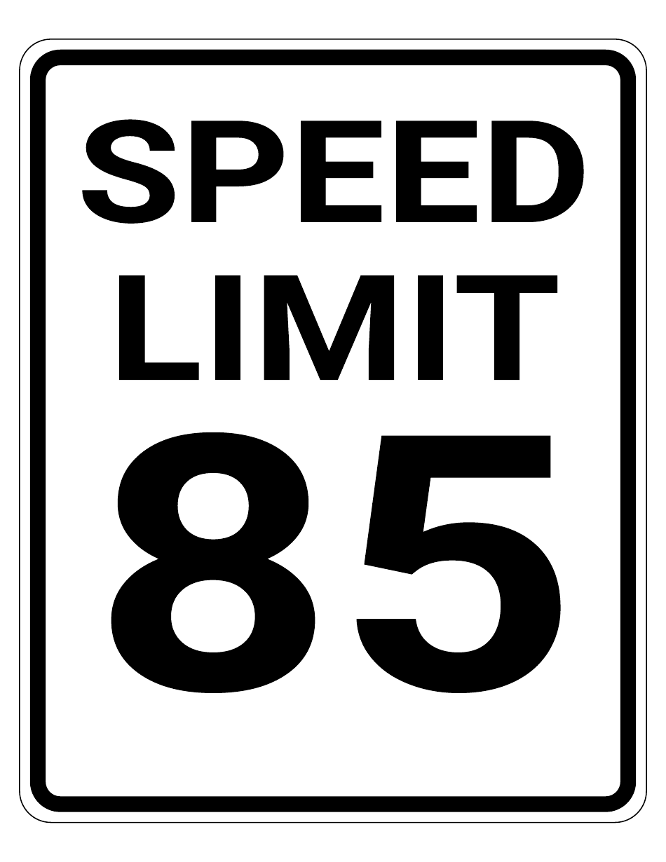 85 Mph Speed Limit Sign Template Download Printable PDF | Templateroller