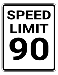 Document preview: 90 Mph Speed Limit Sign Template