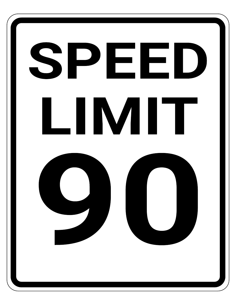 90 Mph Speed Limit Sign Template, Page 1