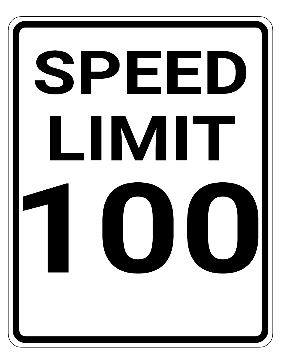 100 Mph Speed Limit Sign Template, Page 1
