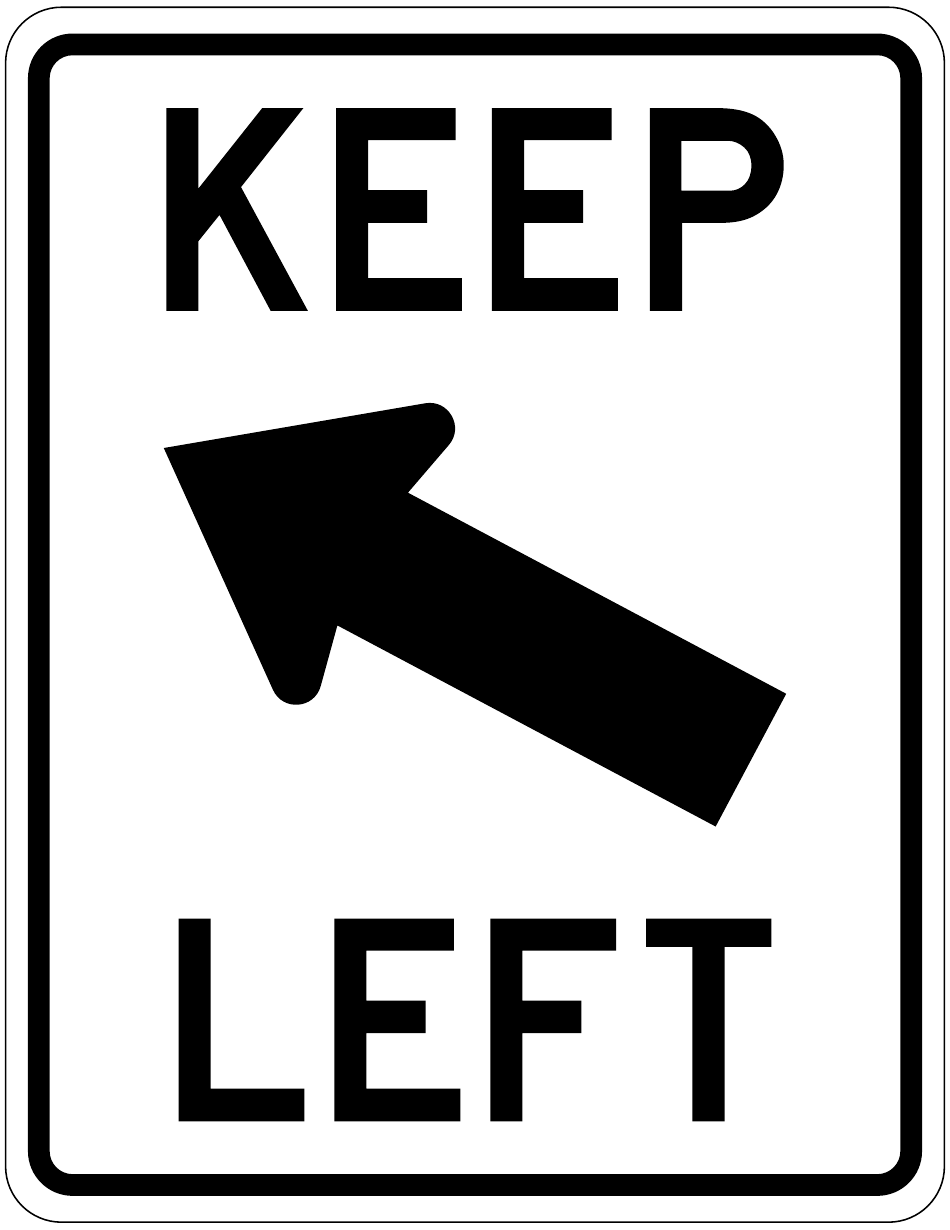 Keep Left Diagonal Arrow Sign Template, Page 1
