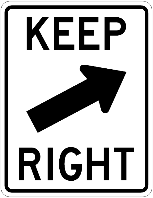 Keep Right Diagonal Arrow Sign Template
