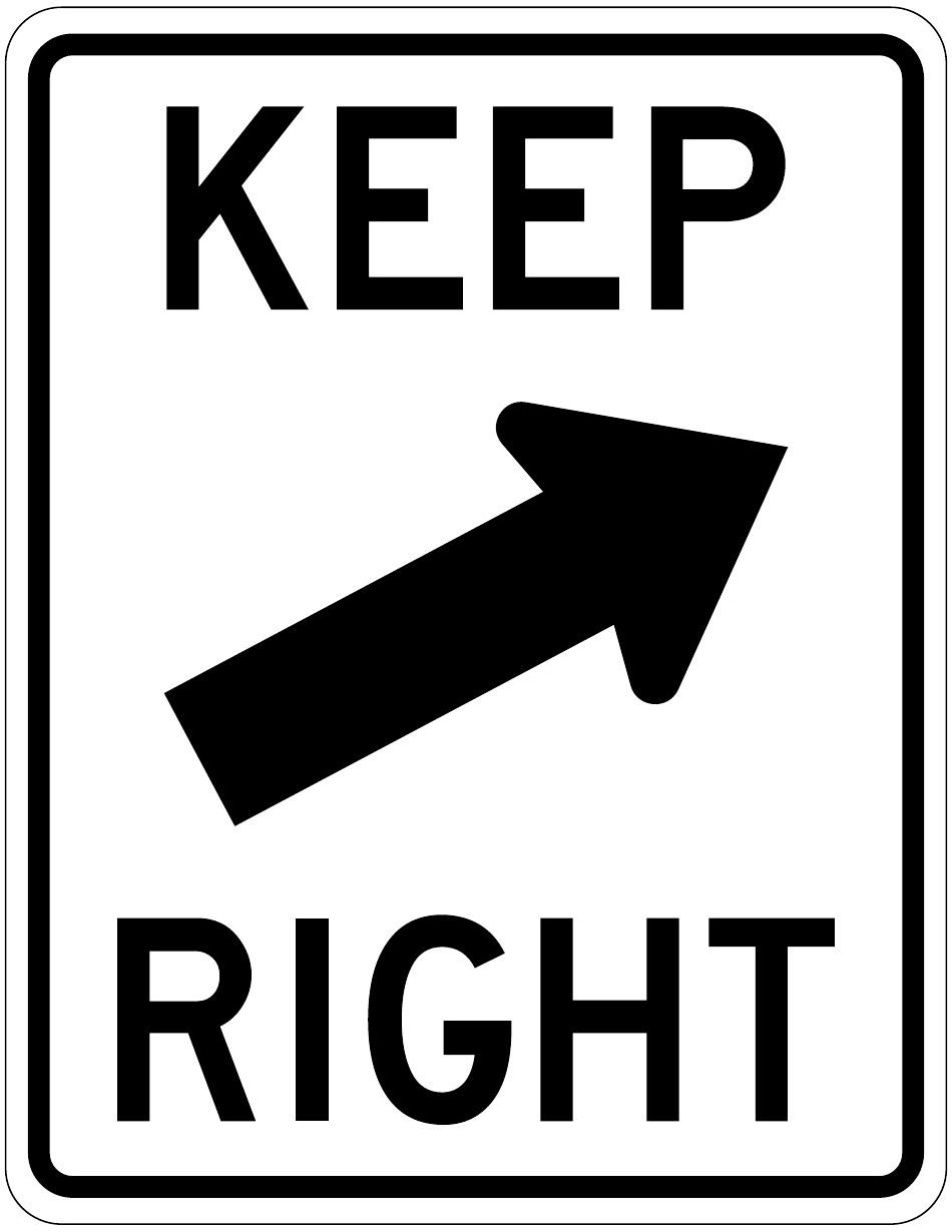 Keep Right Diagonal Arrow Sign Template, Page 1