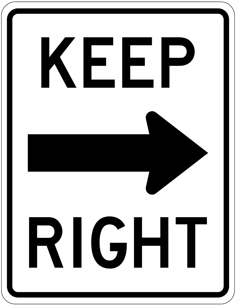Keep Right Horizontal Arrow Sign Template, Page 1