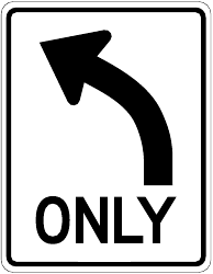 Document preview: Left Turn Only Sign Template