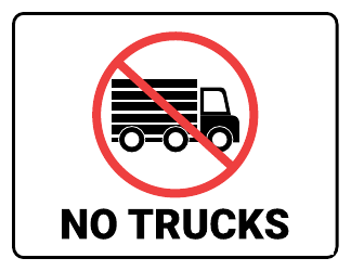 Document preview: No Trucks Sign Template