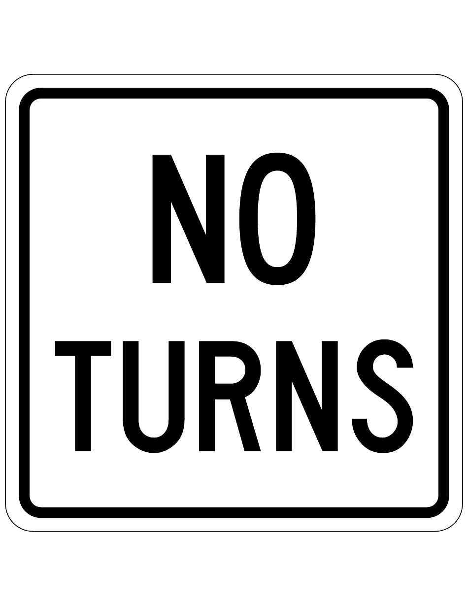 No Turns Sign Template, Page 1