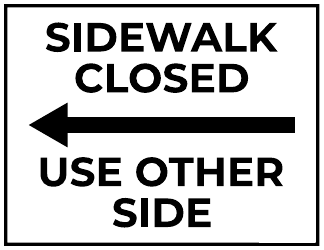 Document preview: Sidewalk Closed Sign Template - Left Arrow