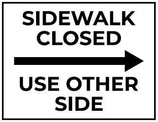 Document preview: Sidewalk Closed Sign Template - Right Arrow