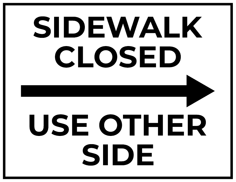 Sidewalk Closed Sign Template - Right Arrow Download Pdf
