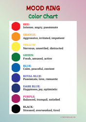 Document preview: Mood Ring Color Chart - Varicolored