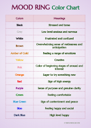 Document preview: Mood Ring Color Chart - Pink