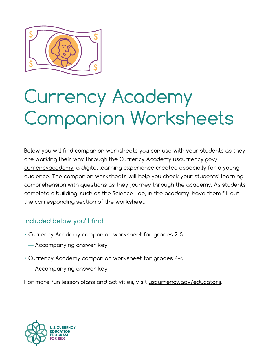 Currency Academy Companion Worksheets - U.S. Currency Education Program ...