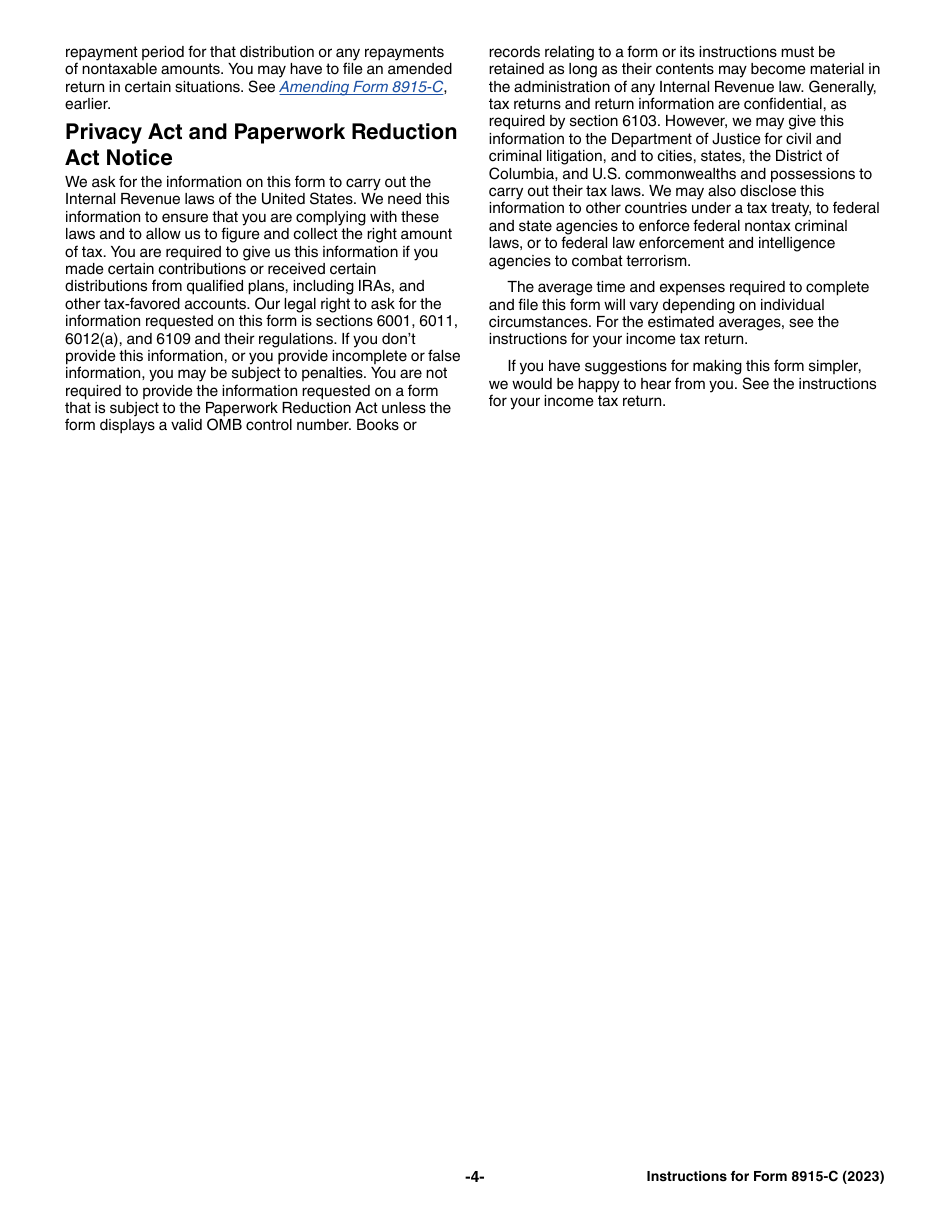 Instructions for IRS Form 8915-C Qualified 2018 Disaster Retirement Plan Distributions and Repayments, Page 4