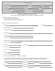 Document preview: Physical Therapy License Application - South Dakota