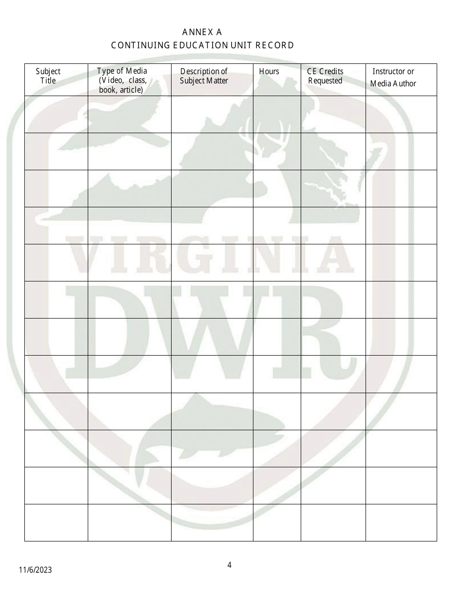 Wildlife Rehabilitator Permit Application (33 - Rhab) - Virginia, Page 4