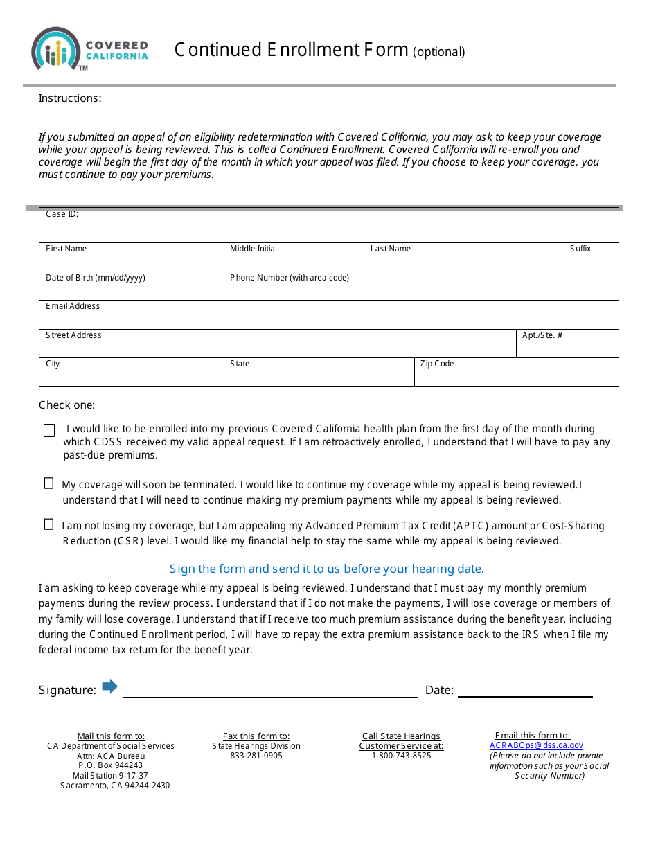 Request for a State Fair Hearing to Appeal a Covered California Eligibility Determination - California, Page 6
