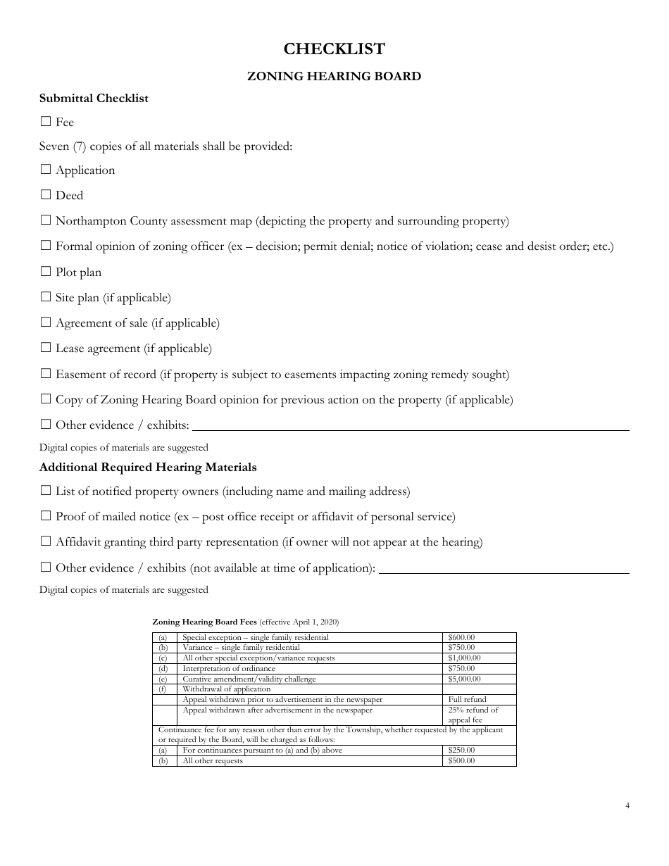 Application for Hearing - Zoning Hearing Board - Bethlehem Township, Pennsylvania, Page 4
