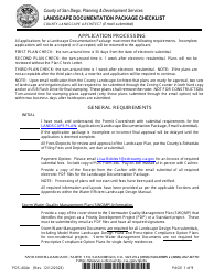 Form PDS-404E Landscape Documentation Package Checklist - County Landscape Architect (Email Submittal) - County of San Diego, California