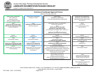 Form PDS-404E Landscape Documentation Package Checklist - County Landscape Architect (Email Submittal) - County of San Diego, California, Page 9