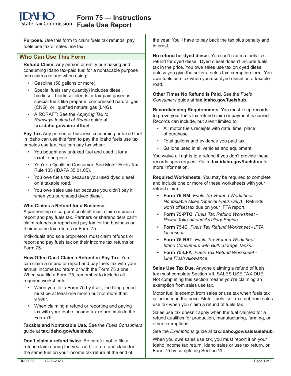 Form 75 (EFO00286) Fuels Use Report - Idaho, Page 3