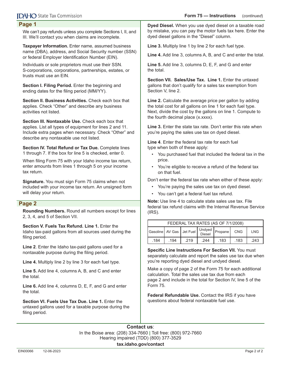 Form 75 (EFO00286) Fuels Use Report - Idaho, Page 4