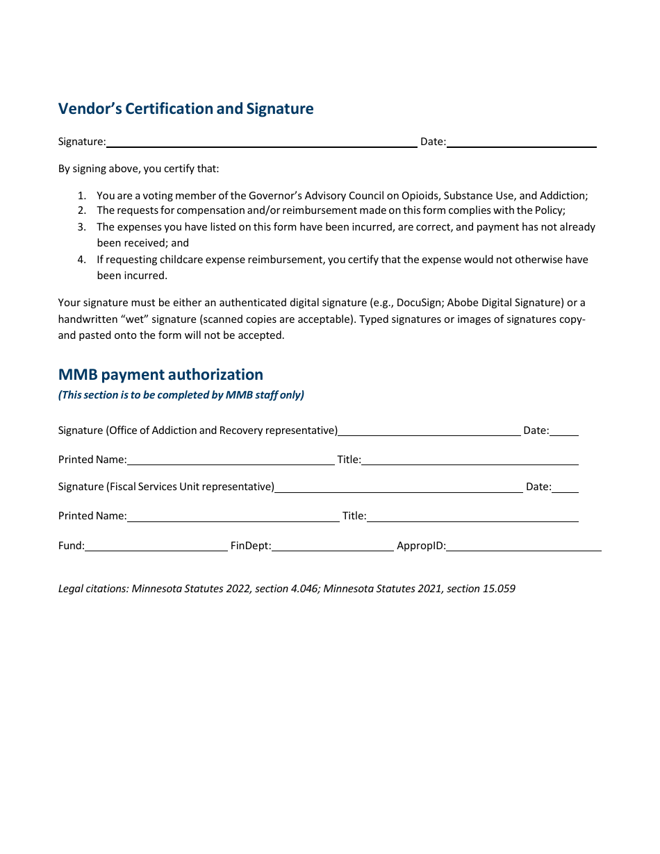 Vendors Invoice - Governors Advisory Council on Addiction and Recovery - Minnesota, Page 2