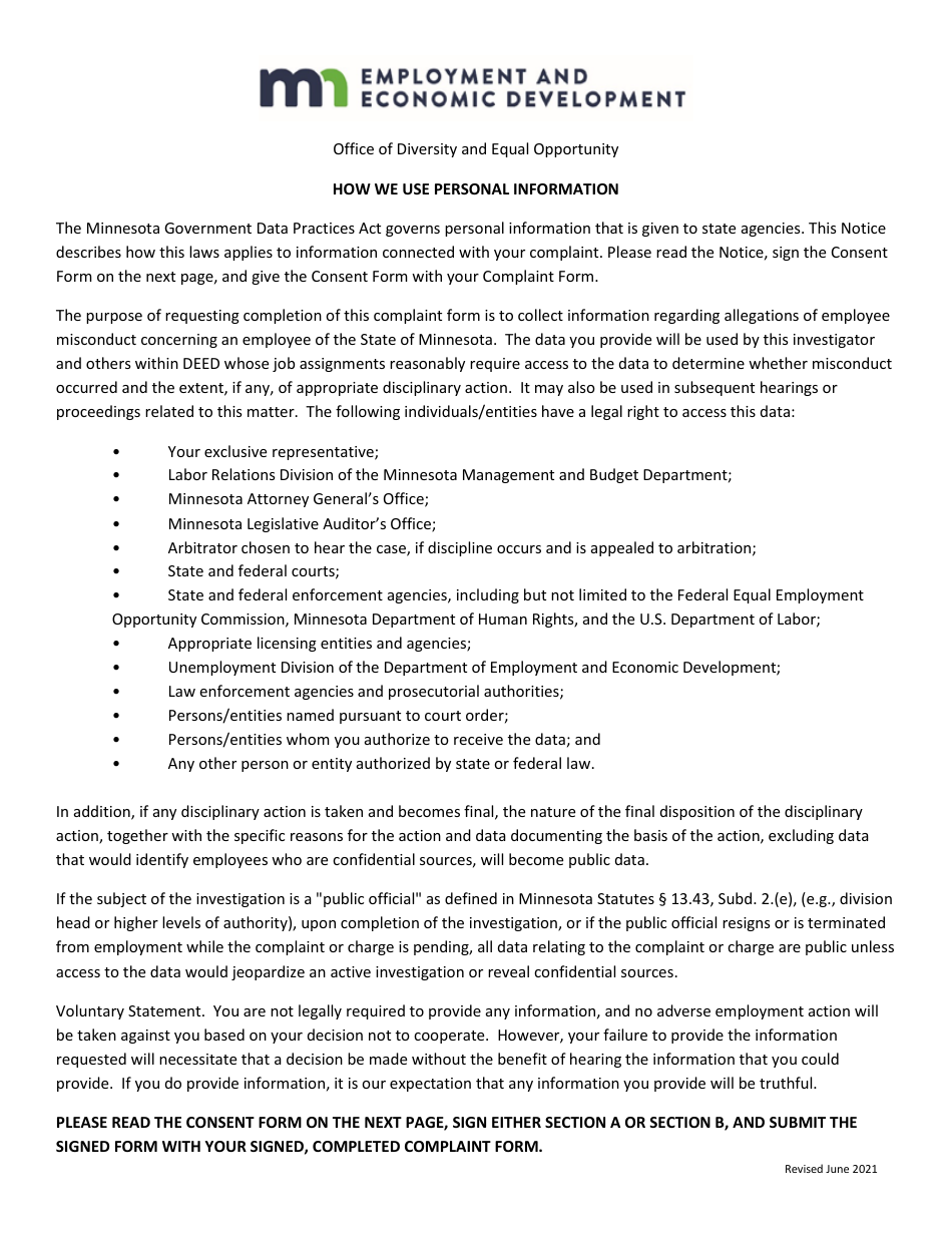 Wioa Discrimination Complaint Form - Minnesota, Page 7